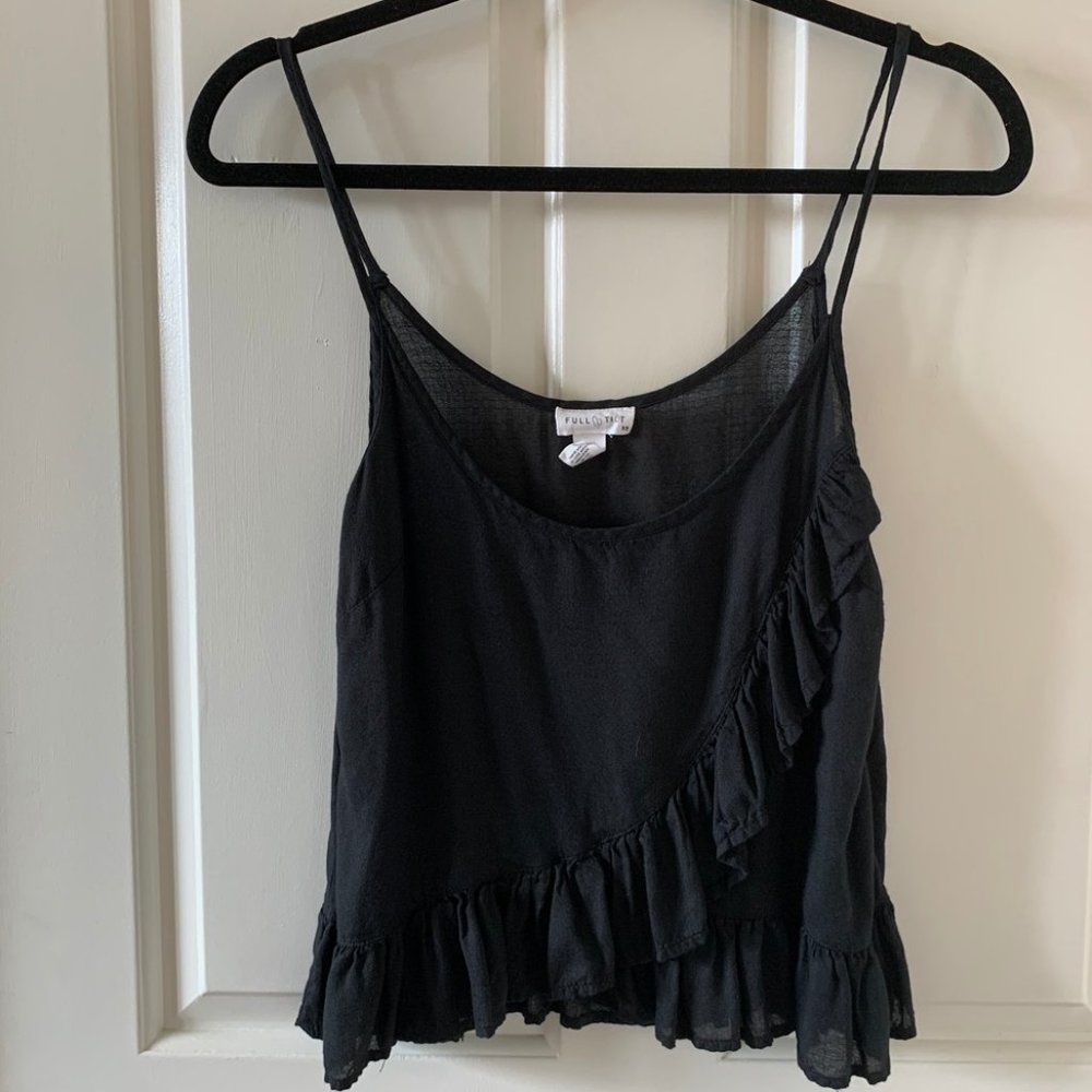 Delicate Grey Ruffle Tank Top